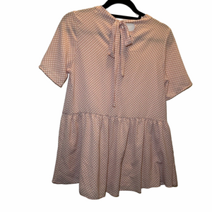 Hailey & Co | Peach & White Blouse Tied Back Size Small